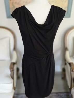 MICHAEL Michael Kors Black Draped Twist Midi Dress